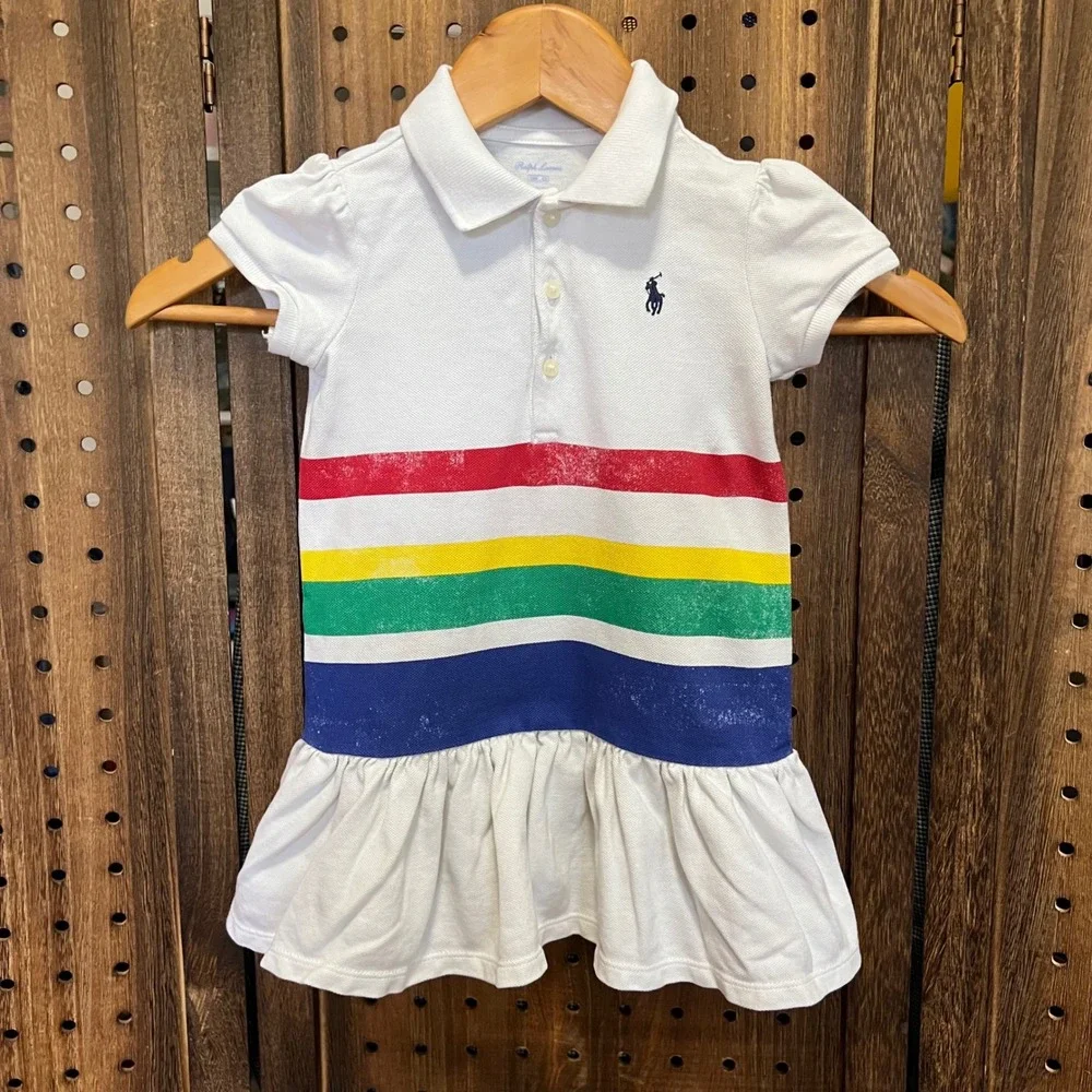 Ralph Lauren Baby Sailboat Tennis Dress 18 Months White Primary Color Stripes